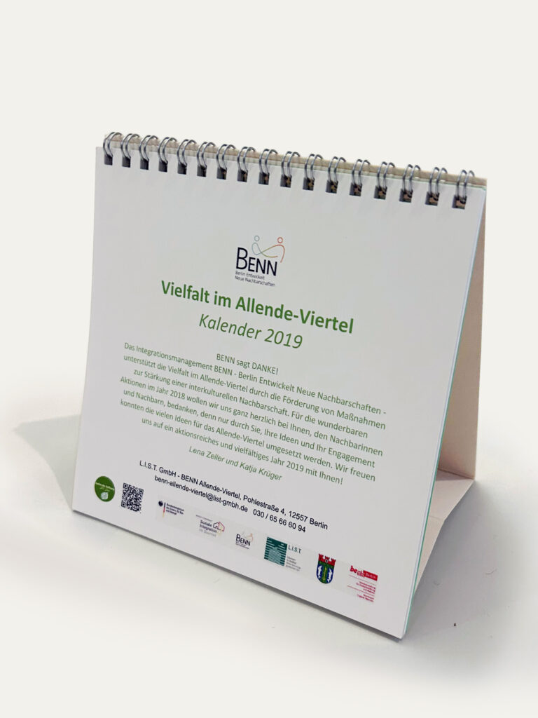 Kalender von 2019 mit Bildern aus dem Allende-Viertel